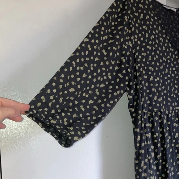 Sonoma peasant maxi length grey and floral print button down dress - Picture 4 of 10